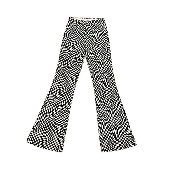 Garage Black & White Checkered Flare Pants - Picture 1 of 3